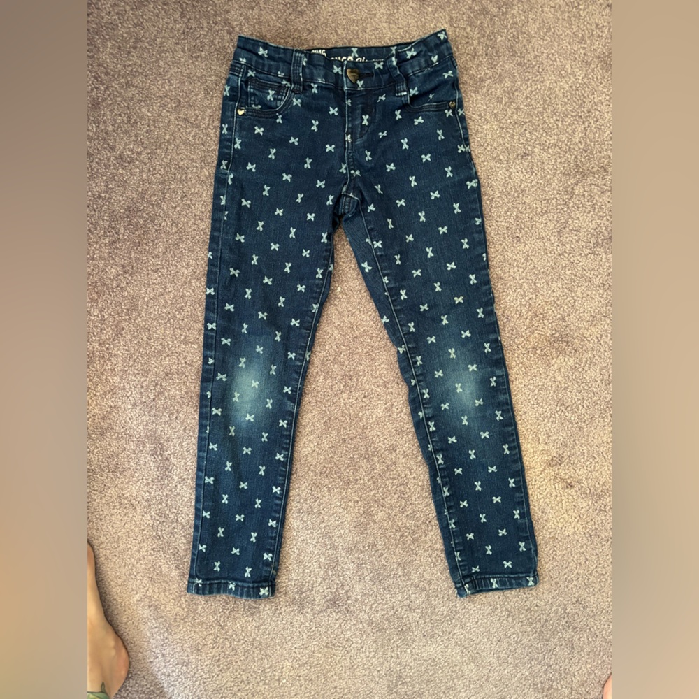 🔮 5/$25 Parasuco Dark Blue Girls Jeans with White Bows